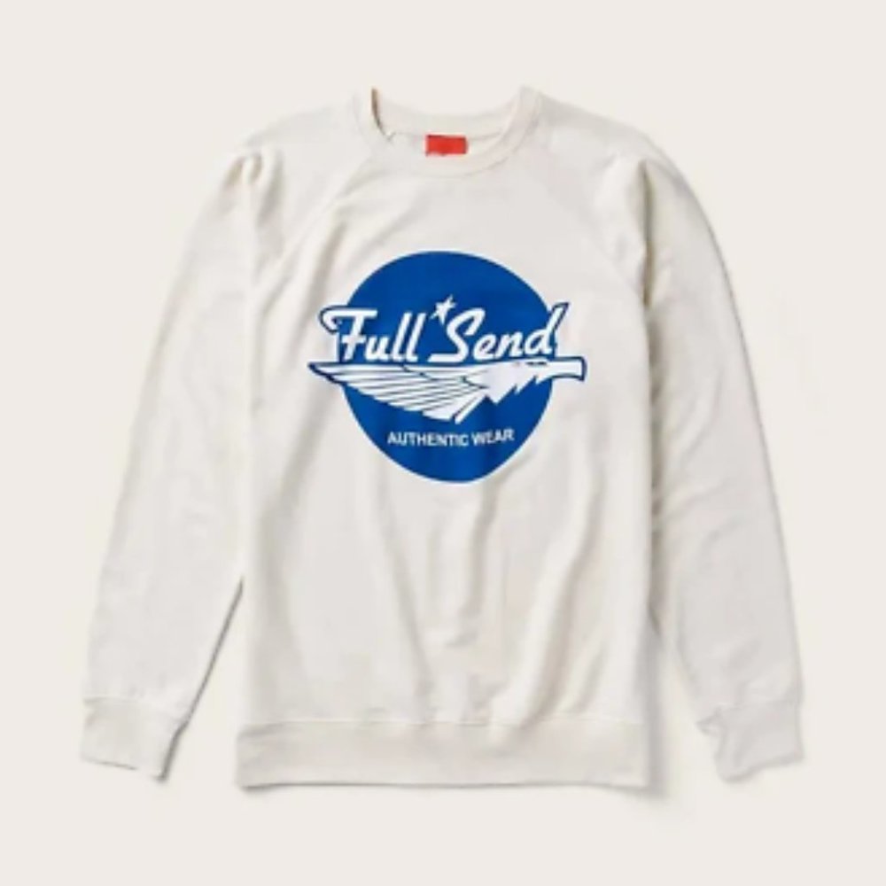 LARGE Crewneck Authentic Wear NELK Lightweight White NEW Full Send